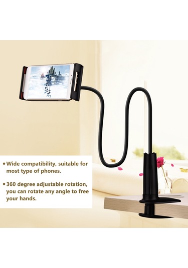 Springsun Siyah 360 Derece Döner Telefon Ve Tablet Tutucu: Sabit Heliks Tabanlı, Kolay Kurulumlu, Dayanıklı Kullanım Kolay Tutucu Sarı - Siyah