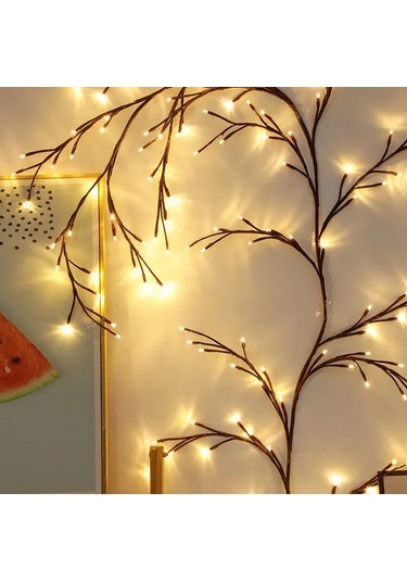 Suofeng 1.6m Led Dal Işıklı Simülasyon Süper Yay, 72 Led Usb Girişli 8 Fonksiyonlu Odalar İçin Dekoratif Atmosfer Işığı Ip45 Sıcak Beyaz