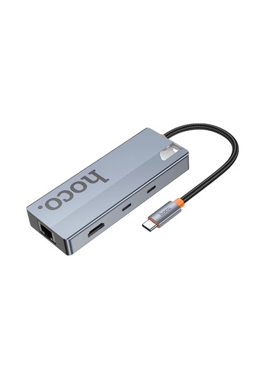 Hoco. Hb52 Wow 8in1 100w Pd 100 Mbps Ethernet 4k Hub Dönüştürücü - Gri