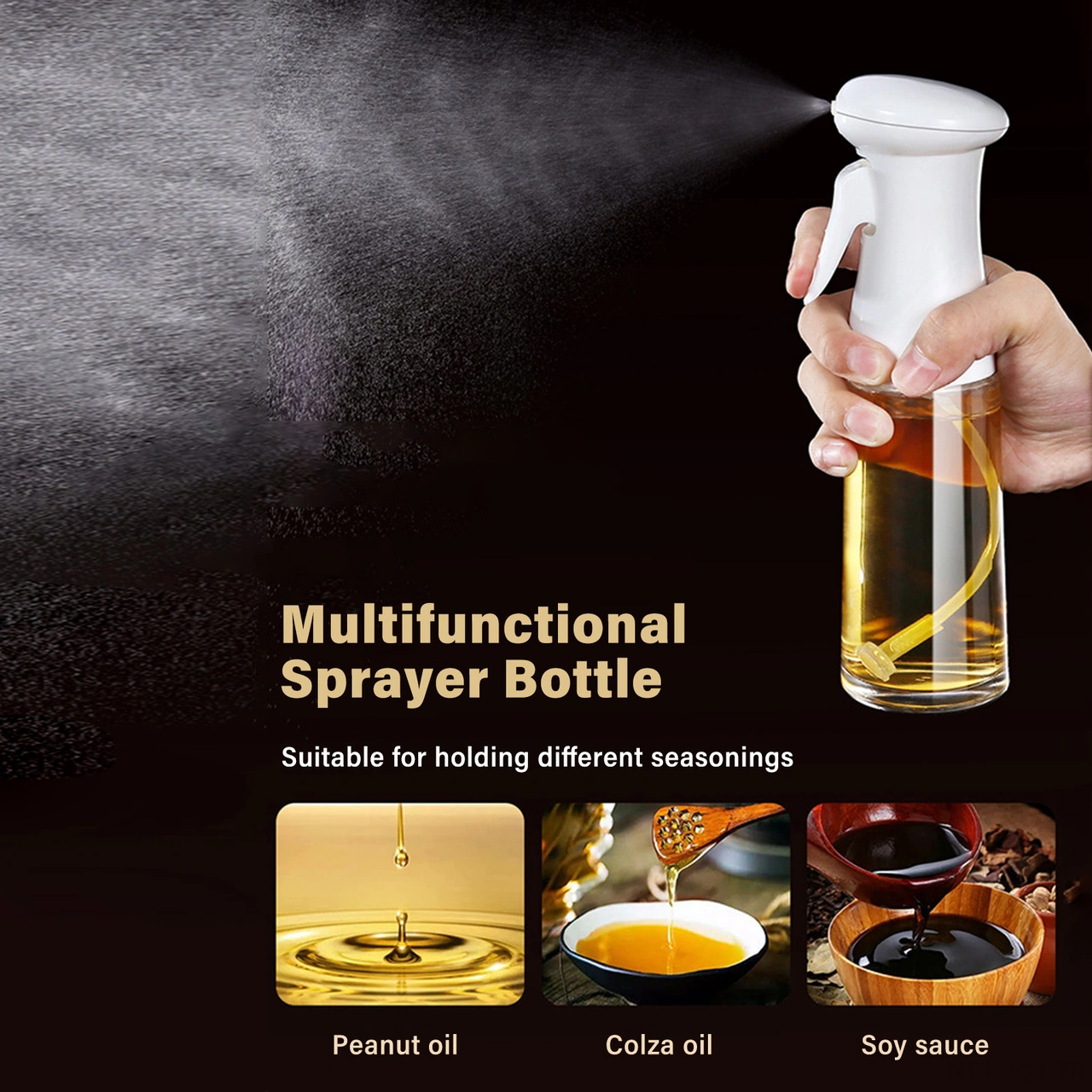 Youmex Cam Yağ Spreyi 200ml - İnce Buhar Tasarımı, Multifonksiyonel Soya Sosu, Sirke - Mutfak, Izgara, Pişirme İçin Kontrollü Yağlama Çok Renkli