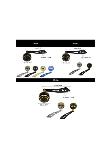 Jeehugo Metal Baitcasting Makineye Uyumlu 38mm Altın Metal Toplu Tek Kollü Manivela, 8 5mm Bağlantı, Dayanıklı Konstruksiyon