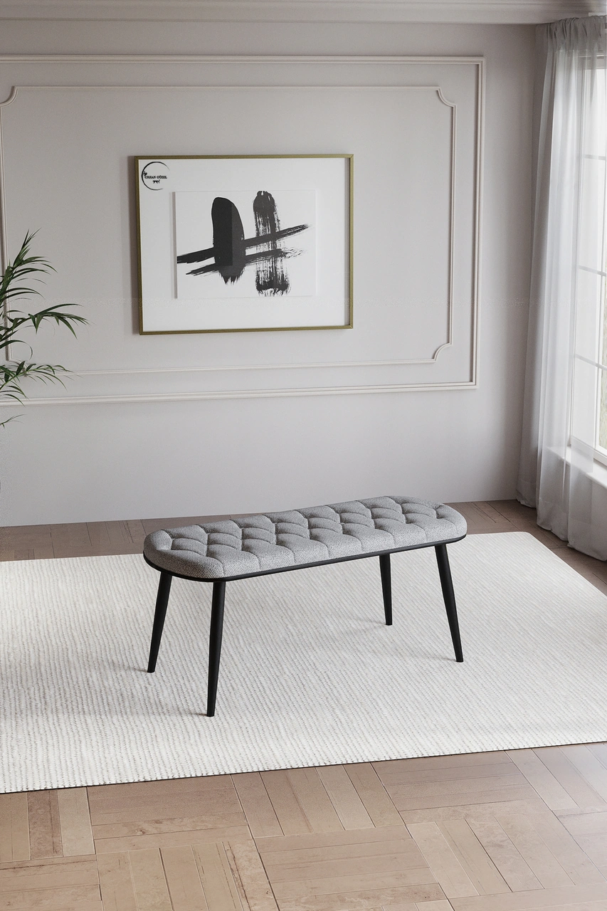 Bohem Polo Mutfak Masası Takımı 6 Kişilik Bencli Siyah Gri