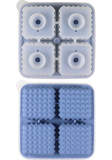 Xiyyadms Gıda Kalitesi Silikon Buzluk - 4 Adet Kare Buz Küpü Kalıbı - Whiskey Ve Kokteyller İçin Yavaş Erime - Ev Ve Bar Kullanıma Uygun - Siyah Çok Renkli