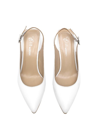 Elit Calissa Kadın Hakiki Deri Klasik Topuklu Ayakkabı Beyaz Beyaz
