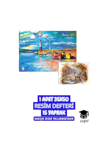 1 Adet 35x50 Resim Defteri 15 Yaprak Telli