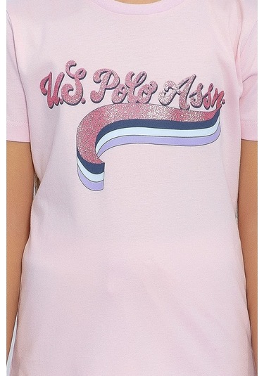 Us Polo Assn Pamuklu Kısa Kol Kız Çocuk Pijama Takımı (535994603) Pembe