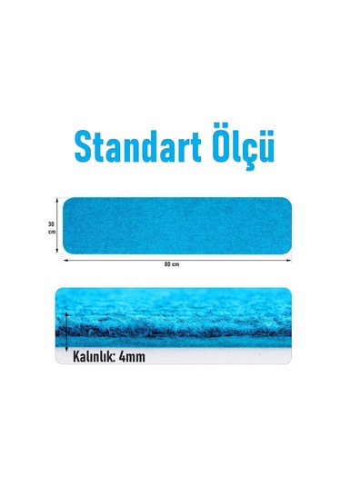 Halifleks Yapışkan Tabanlı Merdiven Basamak Paspası Rip Halı Kaymaz Tabanlı - Boncuk Mavi Boncuk Mavi