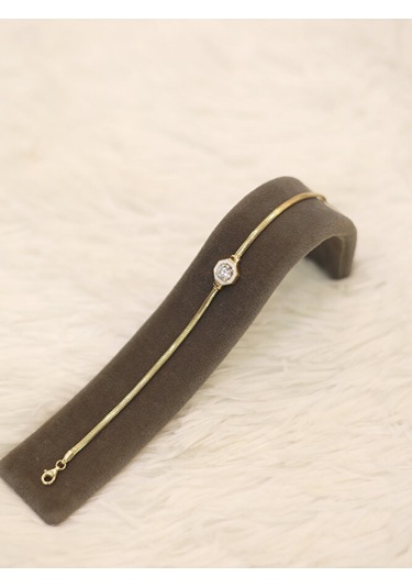 14 Ayar Altın Beyaz Baget Bileklik Altın