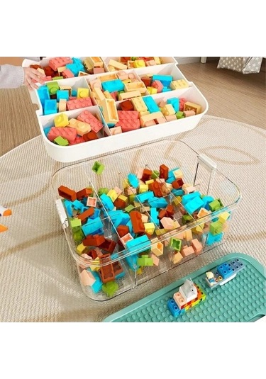 Novahub Turuncu 1 Katlı Çocuk Organizatör, Bilmeceli Sınıflama Kutusu, Şeffaf Oyuncak Bölme Kutusu Turuncu