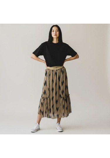 Şifon Lastikli Etek 95 Cm - 38-50 Vizon