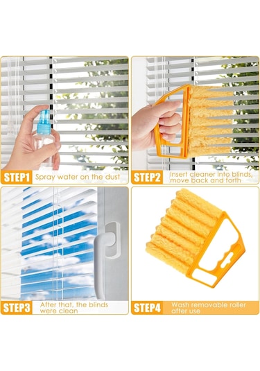 Teltree Yedi Parmaklı Perde Temizleme Fırçası - Pp Kolu, Derin Boşlukları Temizler, Çok Amaçlı Kullanım 2 Adet, Turuncu-sarı