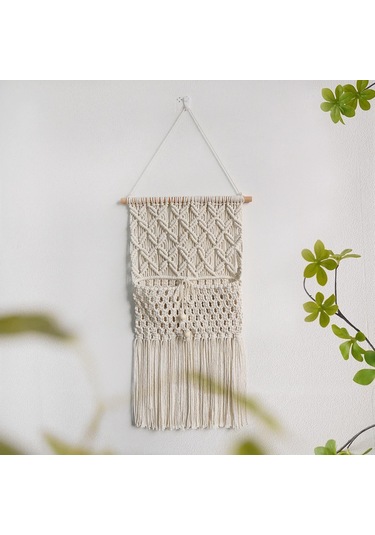 Suntek Makrome Duvar Asılı Goblen Boho Dekor Saklama Çantası