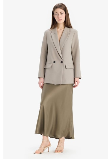 DeFacto A Kesim Normal Bel Saten Midi Etek B1867AX25SPKH474 Haki