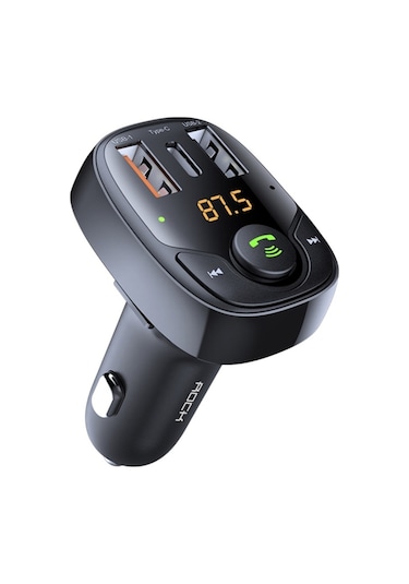 Rock B301 Çift Usb + Pd Bluetooth 5.0 Fm Verici Ve Araç Şarj Cihazı, Destek Tf Kartı / U-disk Siyah