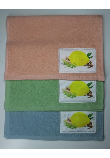 3'lü Limon Nakışlı Mutfak Havlusu Ve Kurulama Bezi %100 Pamuklu