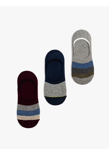 Koton 3'lü Babet Çorap Seti Çok Renkli Renk Bloklu Pamuk Karışımlı Multıcolor 4sam80248aa Mavi