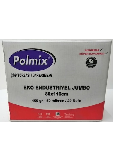 Polmix End Jumbo Boy Çöp Poşeti 80 x 110 CM 200 Adet 8 KG Siyah
