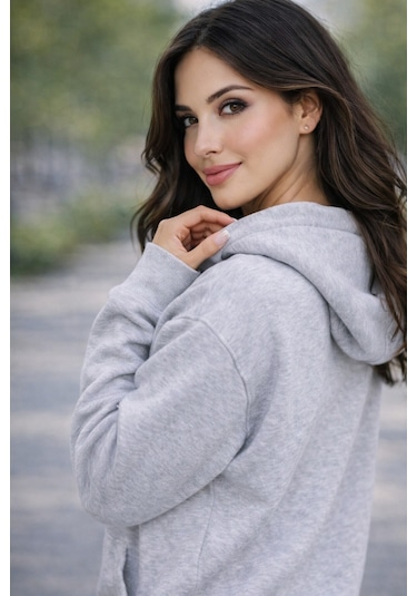 Buyolog Kadın Oversize Premium 3 İplik Şardonlu Sweatshirt Gri