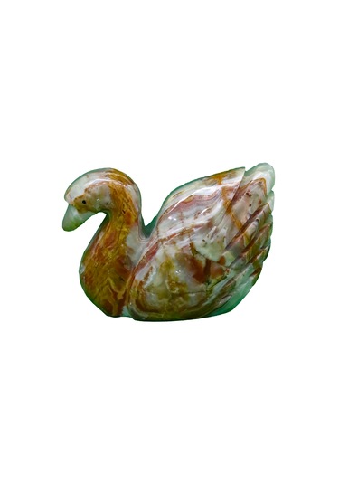 Doğal Oniks Taş Kuğu Figürü - Dekoratif El Yapımı Biblo