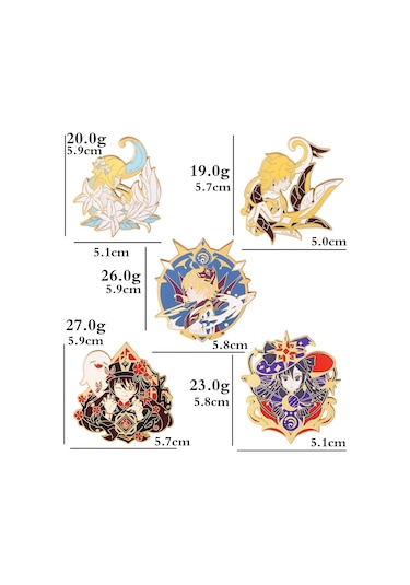 Oyun Genshin Etki Emaye Pim Anime Wendi Zhongli Keqing Tartaglia Hu Tao Xingqiu Xingqiu Çok Renkli