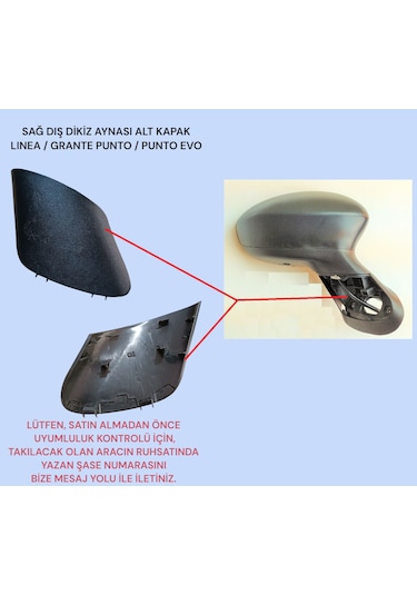 Fiat Grande Punto Sağ Dış Dikiz Ayna Alt Kapağı 2005 - 2013 Arası