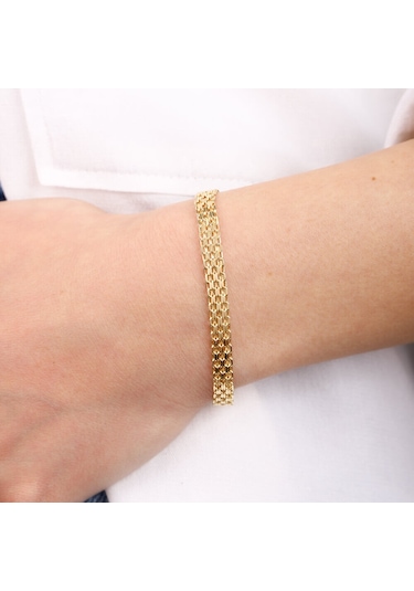 14 Ayar Altın Bismark Bileklik 5 Mm Sarı Altın