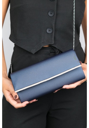 Marıa Laci Saten Gümüş Taşlı Kadın Abiye Çanta Çok Renkli