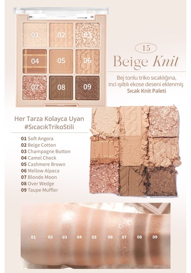 Dasique Mat Ve Işıltılı Renk Seçenekleri Sunan Far Paleti Shadow Palette 15 Beige Knit 15 Beige Knit