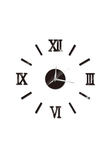 Tenfowee 3d Pvc Otomatik Yapıştırıcı Sessiz Tasarım Duvar Saati, Ev Ofis Dekorasyonu, Boyut Ayarlanabilir Dıy Siyah Saat Çok Renki