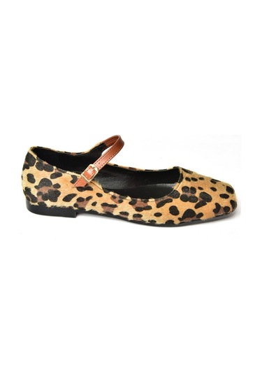 Fox Shoes S726252502 Kahverengi Leopar Süet Kadın Babet Kahverengi