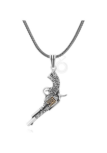 925 Ayar Gümüş Silah Tasarım Erkek Kolye Gümüş