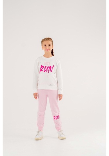 Run Baskılı 2 Ip Mevsimlik Kız-erkek Takım - Coppa -ekru-pembe - 8 Yaş Çok Renkli