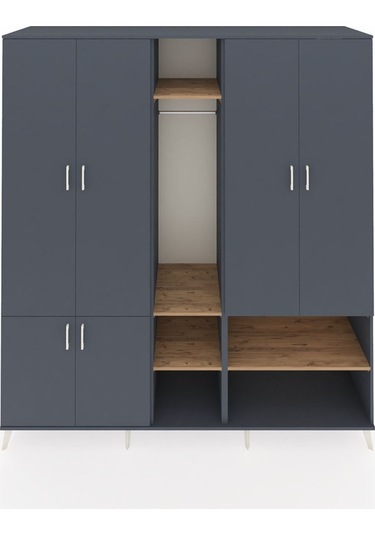 Kronos Dolap 15 Raflı 5 Kapaklı Tek Askılı 220x59x243 Antrasit-antrasit/çam Antrasıt/atlas Çam