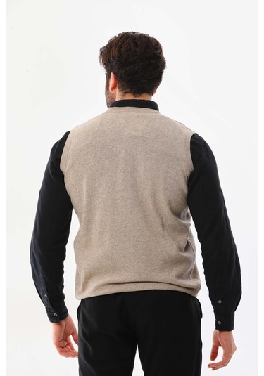 Günay Erkek V Yaka Yün Süveter 0108 Bej