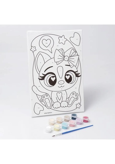 Skola Talantov Çocuklar İçin Numaralı Boyama Tablosu "fiyonklu Kedi" 167307786