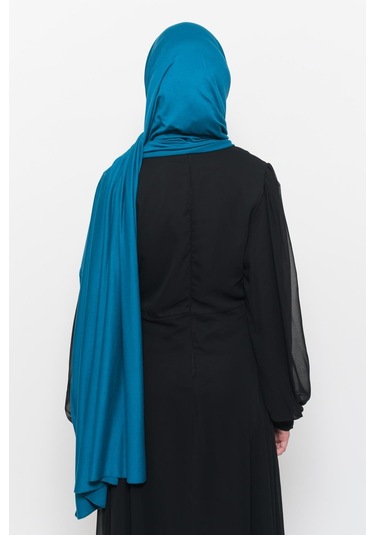 Hazır Pratik Geçmeli Lüks Düz Penye Şal Çapraz Hizalı Açık Petrol