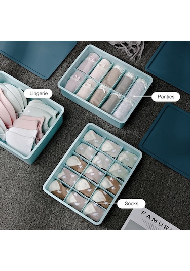 Sones Kontrast Renkli İç Çamaşırı Saklama Kutusu Çok Kapılı Plastik Sütyen Çorap Saklama Kutusu 15 Izgara Kapaksız Gri Diğer