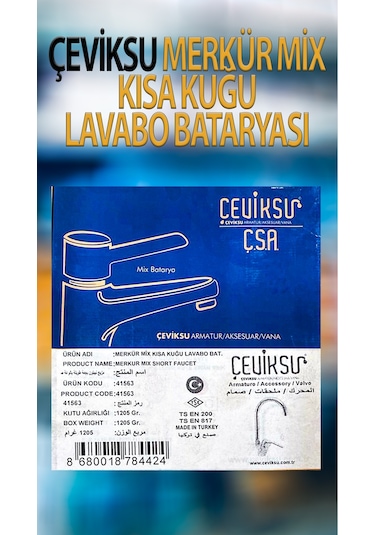 Merkür Mix Kısa Kuğu Model Lavabo Bataryası Krom