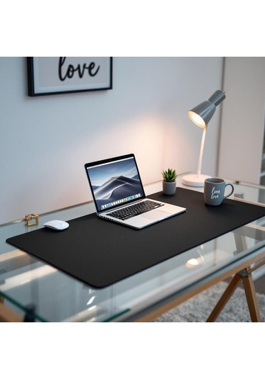 Mouse Pad Siyah Masa Matı 130x300cm Suni Deri Desk Mat Ev Dekor 130 Cm 300 Cm