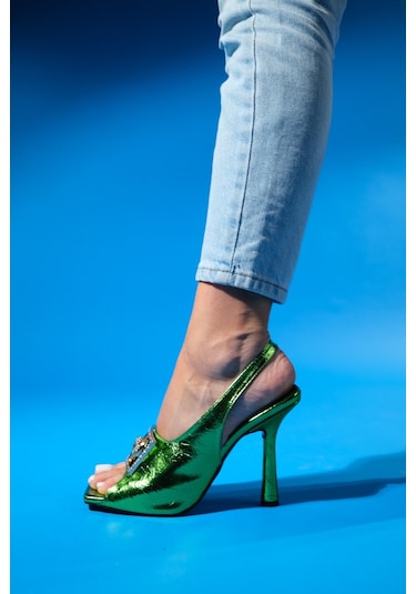Luvishoes Olney Yeşil Kadın Topuklu Ayakkabı Yeşil