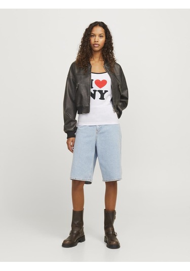 Kadin Gögüs Baskili U Yaka Askili Bluz - Gigi - 12281214 Bright White