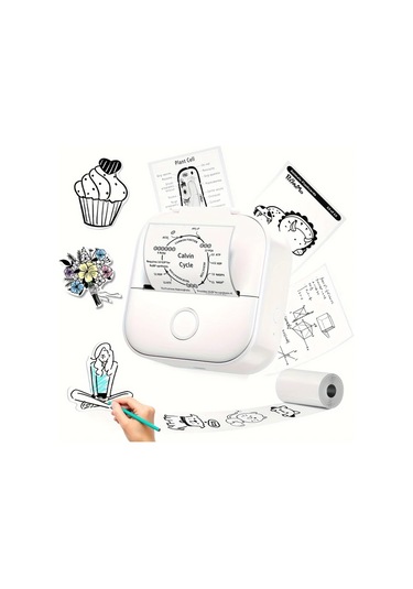 Gateesat Phomemo T02 Mini Beyaz Termal Yazıcı Kablosuz Sticker Fotoğraf Yazıcı İos Android