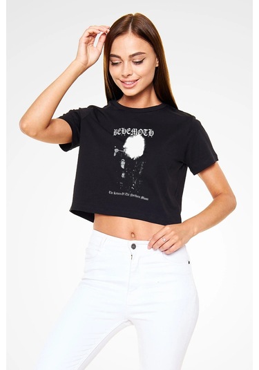 Adrift Behemoth Siyah Crop Top Tişört Siyah