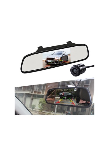 Rh-503 5.0 İnç Ayna Araç Kamerası Yuvarlak Kamera / Video Kablosu Araba İçin Su Geçirmez Dikiz Aynası Kamera