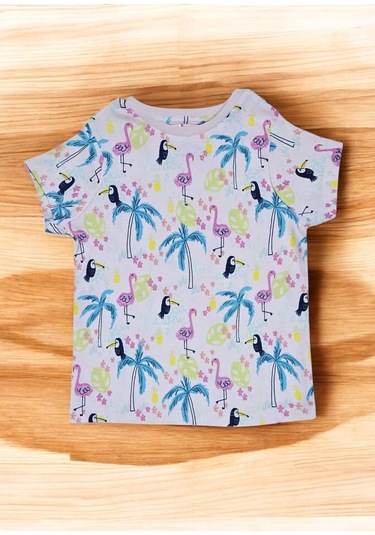 Flamingo Desenli Kısa Kol Kız Çocuk Pijama Takım Pembe