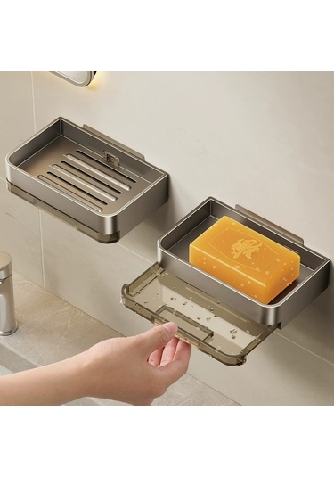 Yunboo Banyo Duvar Tipi Sabun Konteyneri, Delme Yok Kurulum, İki Katlı Sulama Özelliği, Ev Kullanıma Uygun, Detachable Temizlenebilir,伯爵 Siyah 1 Adet Diğer