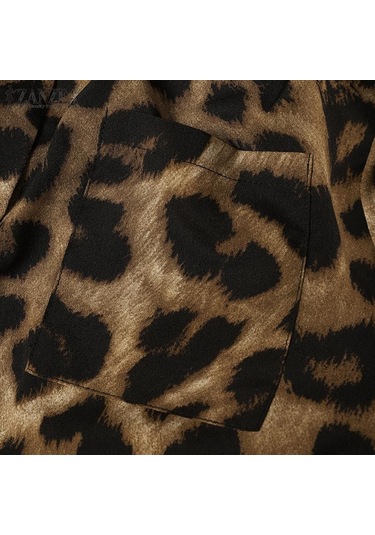 Zanzea Bahar 2 Adet Setleri Kadın Leopar Baskı Gömlek Ve Uzun Pantolon Geniş Bacak Koyu Gri Zanzea Bahar 2 Adet Setleri Kadın Leopar Baskı Gömlek Ve Uzun Pantolon Geniş Bacak Koyu Gri