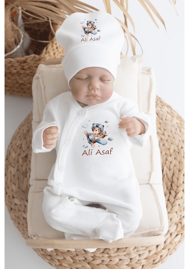 Bebewini Pamuk Baskılı 11'li İsimli Hastane Çıkışı M21 Ekru