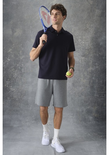 Tommy Life Lacivert Pamuklu Kalın Yumuşak Dokulu Polo Yaka Oversize Fit Basic Erkek T- Shirt - 88382 Lacivert