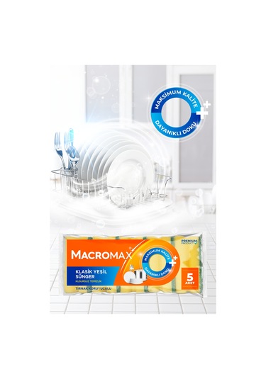 Klasik Yeşil Oluklu Sünger 5'li